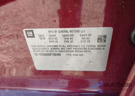 2016 Chevrolet Malibu Limited Lt from USA, damaged, VIN 1G11C5SA6GF155408